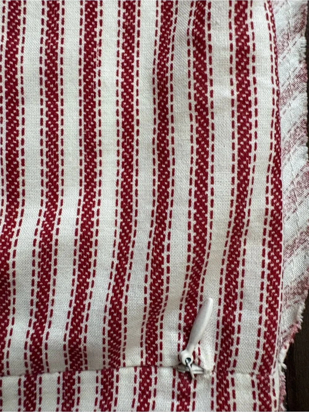 Pottery Barn Let it Snow Applique Reverse Red Ticking 18